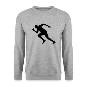 Sprinter, Läufer, Laufen - Unisex Pullover - Weißgrau meliert - Vorne - Alina (178cm) & Michal (187cm)