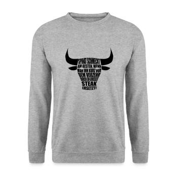 steak - Unisex Pullover - Weißgrau meliert - Vorne - Alina (178cm) & Michal (187cm)