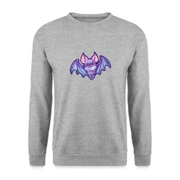 kleine Fledermaus Tobi - Unisex Pullover - Weißgrau meliert - Vorne - Alina (178cm) & Michal (187cm)
