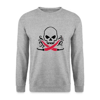 Chilli skull - Unisex Pullover - Weißgrau meliert - Vorne - Alina (178cm) & Michal (187cm)