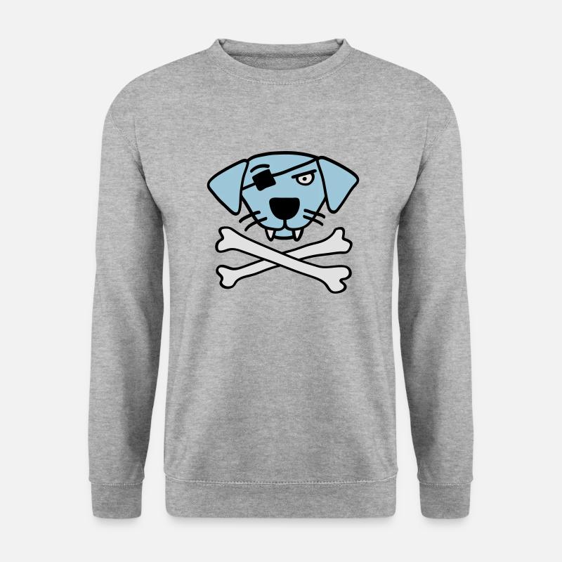 pirate_dog_042013_a_3c - Unisex Pullover - Weißgrau meliert