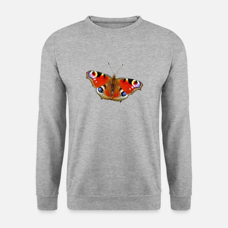 Schmetterling Pfauenauge - Unisex Pullover - Weißgrau meliert