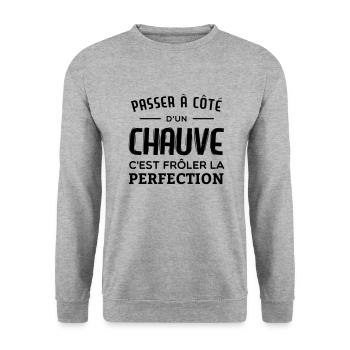 Chauve et parfait - Sweat-shirt Unisexe - gris chiné - Devant - Alina (178cm) & Michal (187cm)