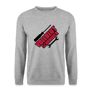 Vollblutschrauber - Unisex Pullover - Weißgrau meliert - Vorne - Alina (178cm) & Michal (187cm)