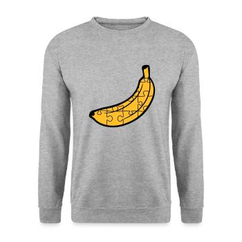 puzzle banana fruit food hunger delicious love muste - Unisex Sweatshirt - salt & pepper - Front - Alina (178cm) & Michal (187cm)