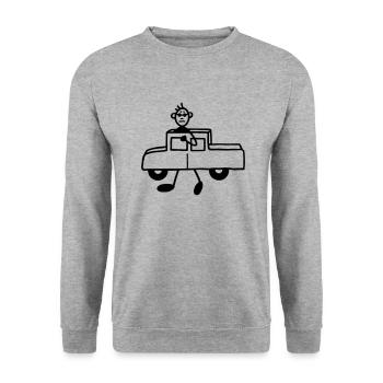 Homme transportant sa voiture - Sweat-shirt Unisexe - gris chiné - Devant - Alina (178cm) & Michal (187cm)