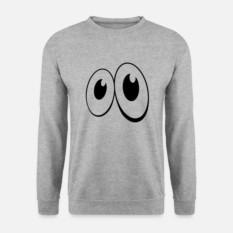 Augen Comic-Style (1c) - Unisex Pullover - Weißgrau meliert