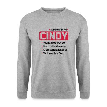cindy - Unisex Pullover - Weißgrau meliert - Vorne - Alina (178cm) & Michal (187cm)