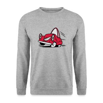 Auto Wagen Fahrzeug witzig lustig - Unisex Pullover - Weißgrau meliert - Vorne - Alina (178cm) & Michal (187cm)