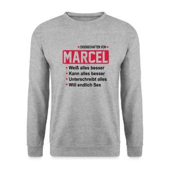 marcel - Unisex Pullover - Weißgrau meliert - Vorne - Alina (178cm) & Michal (187cm)