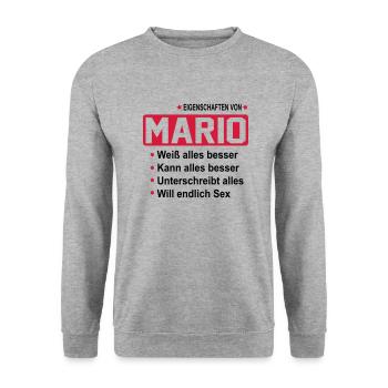 mario - Unisex Pullover - Weißgrau meliert - Vorne - Alina (178cm) & Michal (187cm)