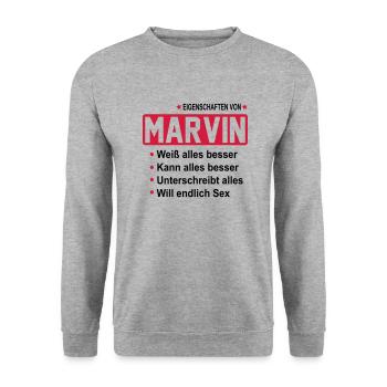 marvin - Unisex Pullover - Weißgrau meliert - Vorne - Alina (178cm) & Michal (187cm)