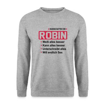 robin - Unisex Pullover - Weißgrau meliert - Vorne - Alina (178cm) & Michal (187cm)