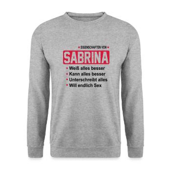 sabrina - Unisex Pullover - Weißgrau meliert - Vorne - Alina (178cm) & Michal (187cm)