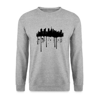 color stamp drop graffiti city metropolis sil - Unisex Sweatshirt - salt & pepper - Front - Alina (178cm) & Michal (187cm)