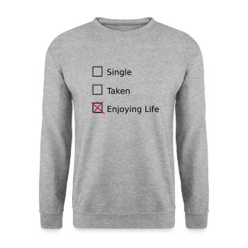 Single Taken Enjoying life - Unisex Pullover - Weißgrau meliert - Vorne - Alina (178cm) & Michal (187cm)