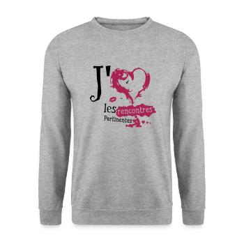 aime love rencontres pertinentes sexe humour - Sweat-shirt Unisexe - gris chiné - Devant - Alina (178cm) & Michal (187cm)