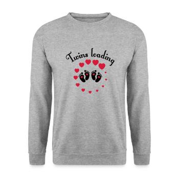 Twins loading - Unisex Pullover - Weißgrau meliert - Vorne - Alina (178cm) & Michal (187cm)