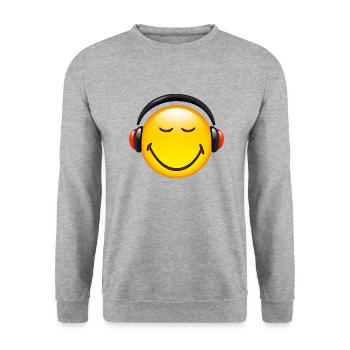 Smiley Glossy Headphones on - Sweat-shirt Unisexe - gris chiné - Devant - Alina (178cm) & Michal (187cm)
