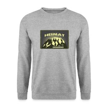 Grimming Heimat - Unisex Pullover - Weißgrau meliert - Vorne - Alina (178cm) & Michal (187cm)