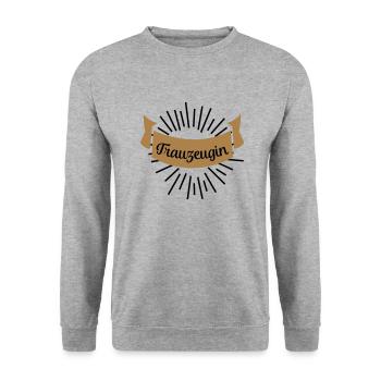 trauzeugin - Unisex Pullover - Weißgrau meliert - Vorne - Alina (178cm) & Michal (187cm)