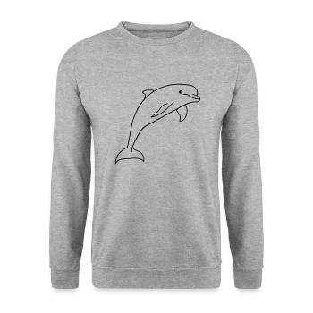 delfin springen süß niedlich - Unisex Pullover - Weißgrau meliert - Vorne - Alina (178cm) & Michal (187cm)