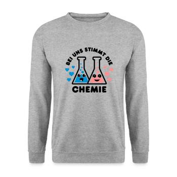 Gute Chemie - Unisex Pullover - Weißgrau meliert - Vorne - Alina (178cm) & Michal (187cm)