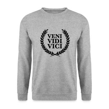 Veni Vidi Vici - JGA - Junggesellenabschied - Unisex Pullover - Weißgrau meliert - Vorne - Alina (178cm) & Michal (187cm)