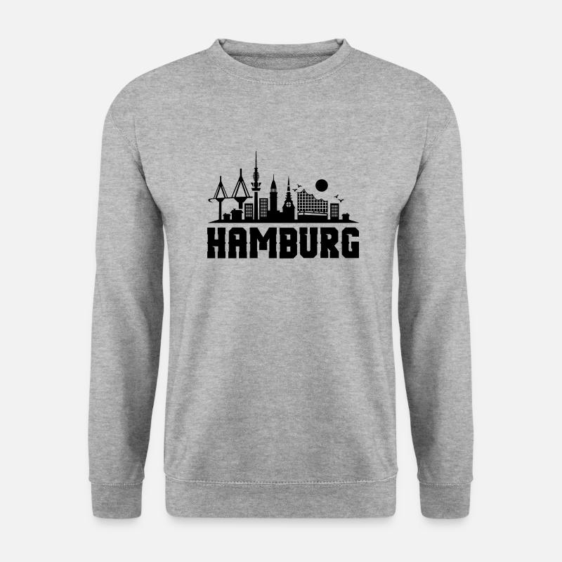 hamburg skyline stadt - Unisex Pullover - Weißgrau meliert
