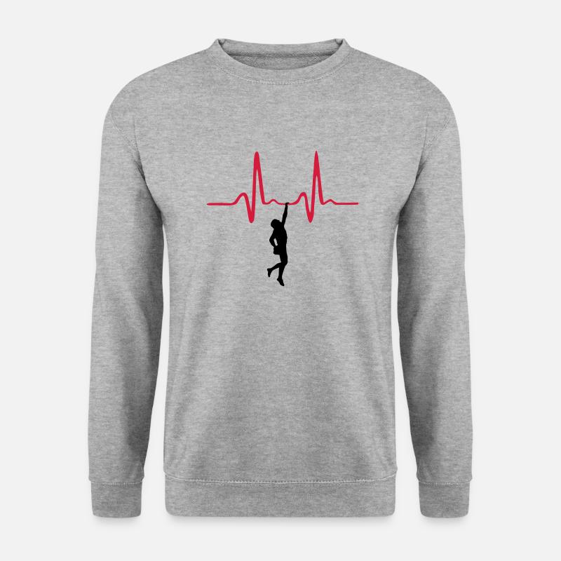 Kletterer und Herzschlag, Klettern - Unisex Pullover - Weißgrau meliert