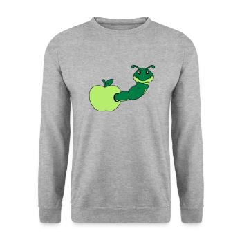 eat apple hole delicious hunger snail crawl caterp - Unisex Sweatshirt - salt & pepper - Front - Alina (178cm) & Michal (187cm)