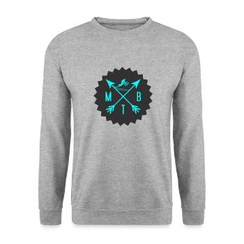 MTB downhill Mountainbike Ribbon, Banners, Shapes - Unisex Pullover - Weißgrau meliert - Vorne - Alina (178cm) & Michal (187cm)