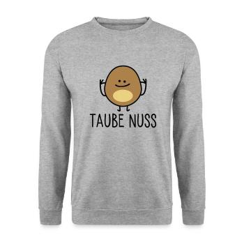 Taube Nuss - Unisex Pullover - Weißgrau meliert - Vorne - Alina (178cm) & Michal (187cm)