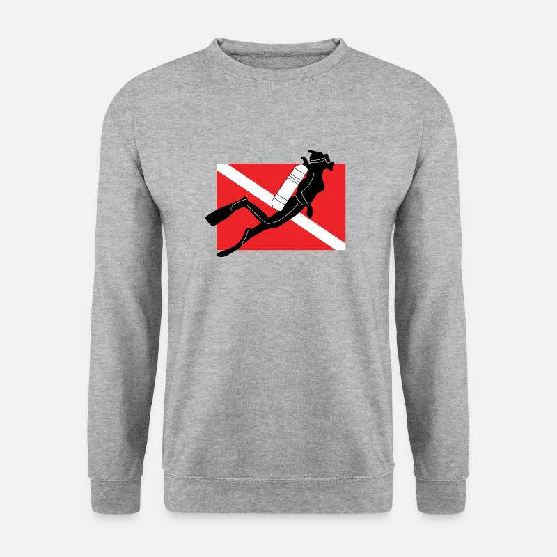 SCUBA DIVER WEIBLICHE FLAGGE - Unisex Pullover - Weißgrau meliert