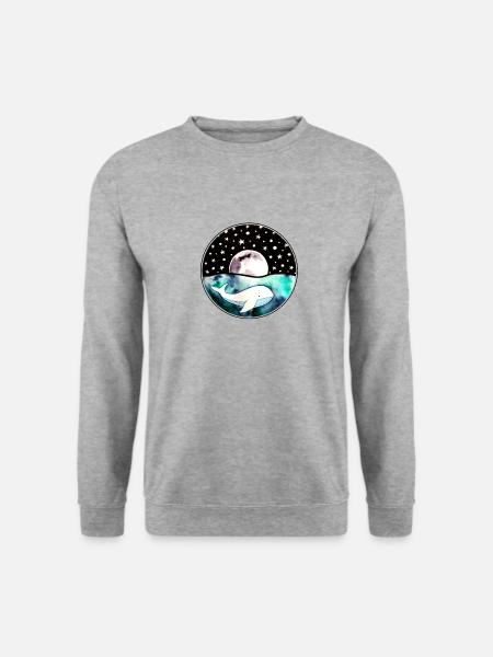 Wal Meer Ozean Wasser Urlaub Bild Kinder Süß - Unisex Pullover - Weißgrau meliert