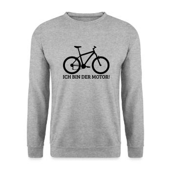 ich bin der motor mountainbike - Unisex Pullover - Weißgrau meliert - Vorne - Alina (178cm) & Michal (187cm)