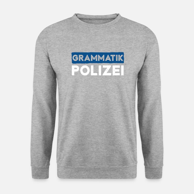 Grammatik Polizei - Unisex Pullover - Weißgrau meliert
