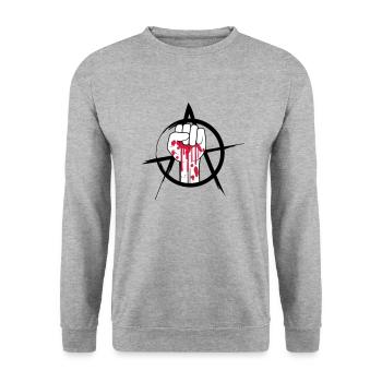Blutige Faust Logo - Unisex Pullover - Weißgrau meliert - Vorne - Alina (178cm) & Michal (187cm)