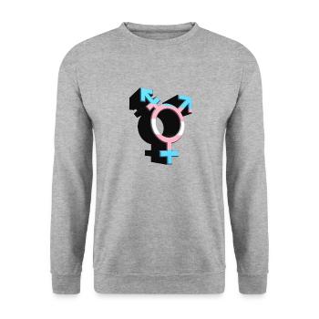 Transgender Symbol Transgender Flagge Trans farben - Unisex Pullover - Weißgrau meliert - Vorne - Alina (178cm) & Michal (187cm)