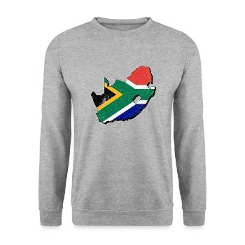 Südafrika Karte mit der südafrikanischen Fahne - Unisex Pullover - Weißgrau meliert - Vorne - Alina (178cm) & Michal (187cm)