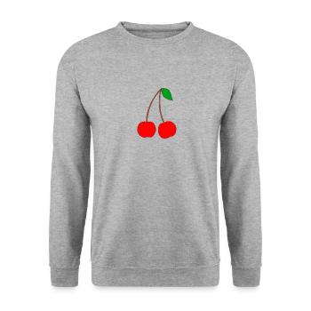 Cherries - Unisex Sweatshirt - salt & pepper - Front - Alina (178cm) & Michal (187cm)