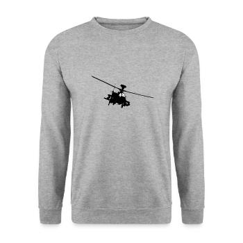 Hélicoptère AH 64 Apache, hélicoptères militaires - Sweat-shirt Unisexe - gris chiné - Devant - Alina (178cm) & Michal (187cm)