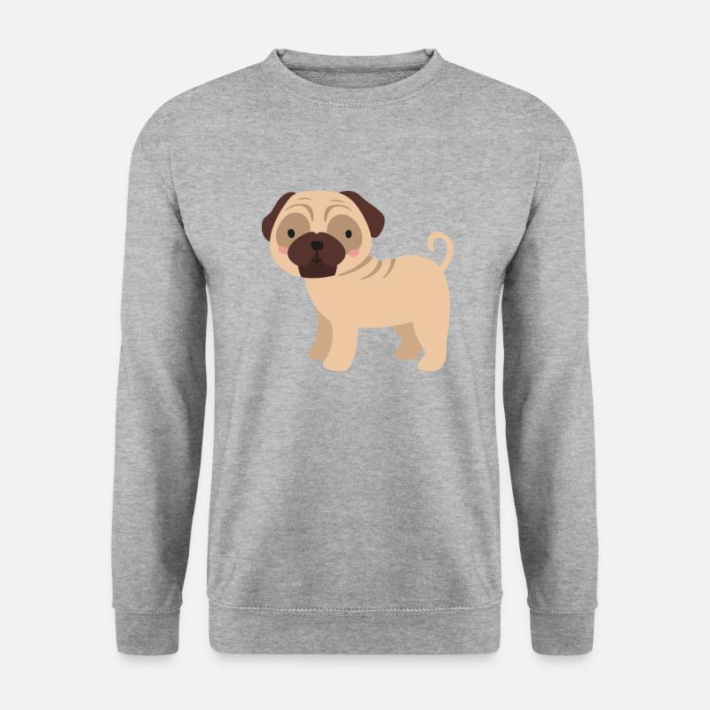 Mops - Unisex Pullover - Weißgrau meliert