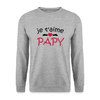 je t'aime papy - Sweat-shirt Unisexe - gris chiné - Devant - Alina (178cm) & Michal (187cm)