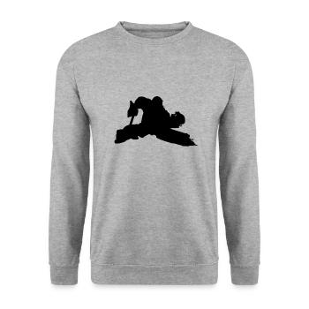 Gardien de but de joueur de hockey sur glace, gardien de but. Hockey sur glace - Sweat-shirt Unisexe - gris chiné - Devant - Alina (178cm) & Michal (187cm)