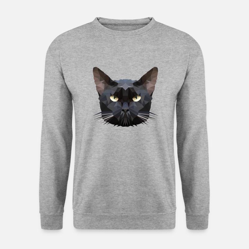 Chat tête de chat polygone - Sweat-shirt Unisexe - gris chiné