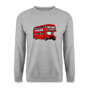 Bus London - Unisex Sweatshirt - salt & pepper - Front - Alina (178cm) & Michal (187cm)