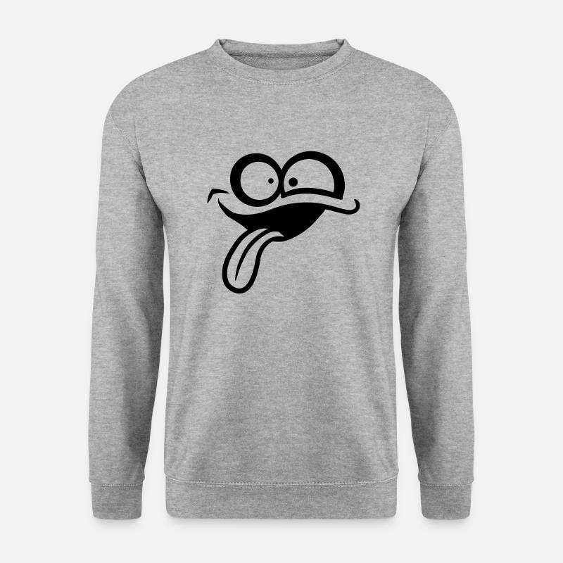 Comic Gesicht Verrückt - Unisex Pullover - Weißgrau meliert