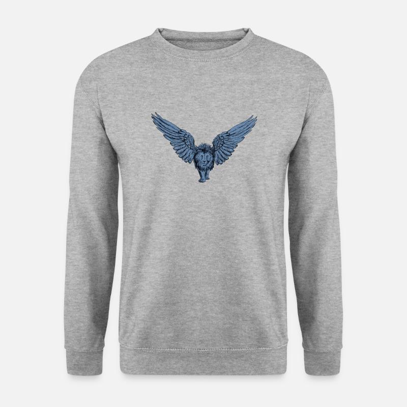 Lion blue - Unisex Pullover - Weißgrau meliert