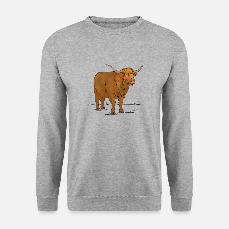 Schottisches Hochlandrind - Unisex Pullover - Weißgrau meliert